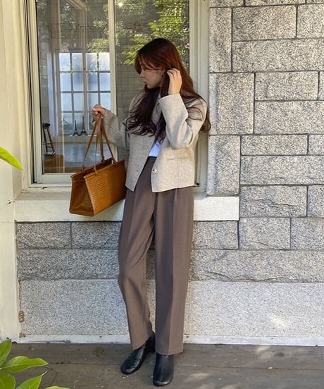 no collar short jacket 【Wool 100%】