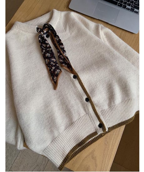 [OUTLET]scarf knit cardigan/3color