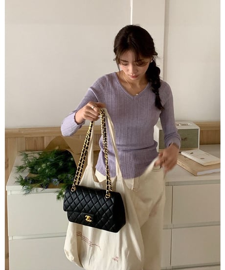 V neck knit long-T/4color(ネコポス)