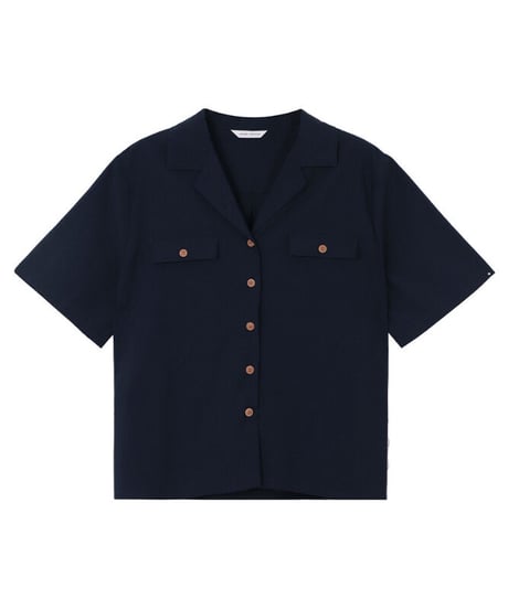 open collar half sleeve shirt/3color
