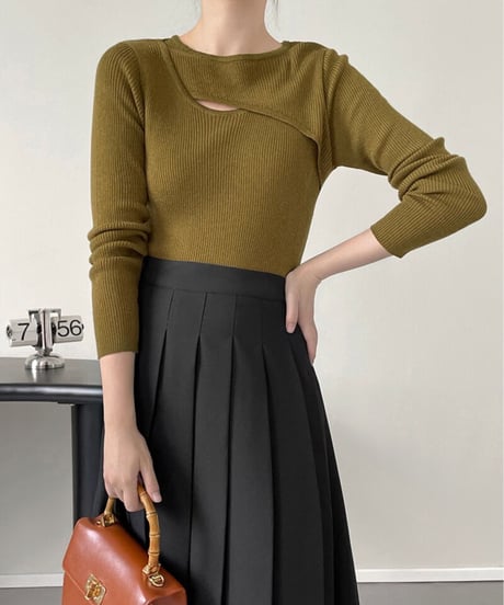 asymmetry rib knit/4color