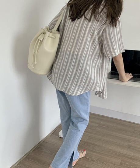 linen 100% stripe shirt/2color