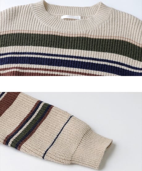 random border rib knit/2color