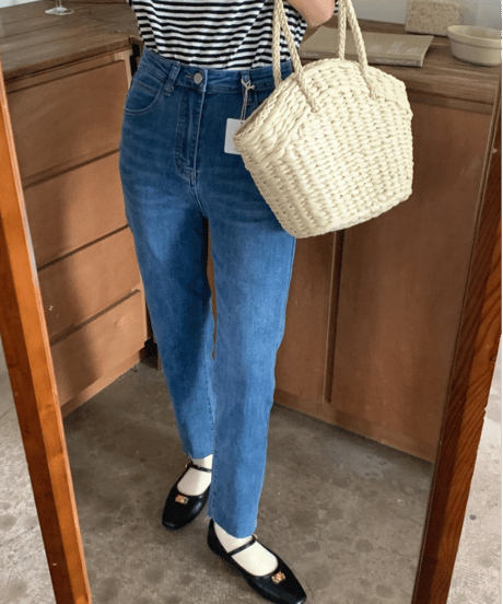 (meet me)cropped slim denim pants