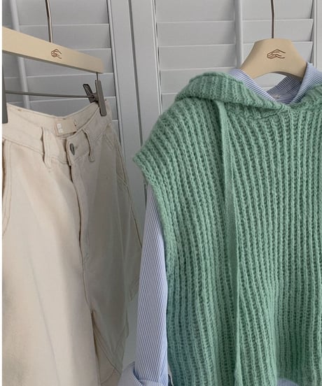 [OUTLET]hoodie knit vest/3color