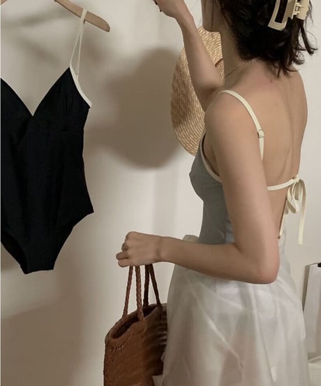 back open swim suit/2color