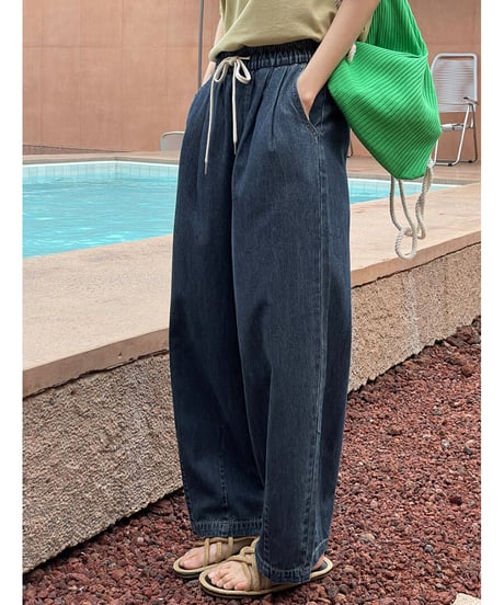 relax wide denim pants/2color