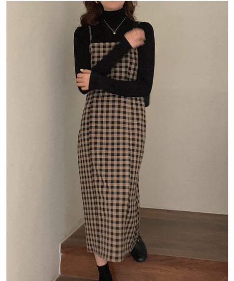 check camisole dress/2color