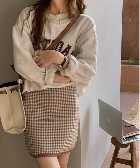 knit short skirt/2color