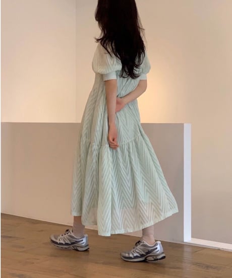 airy puff sleeve OP/2color
