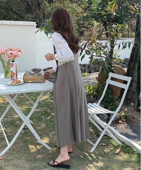 box pleats sleeveless dress/2color