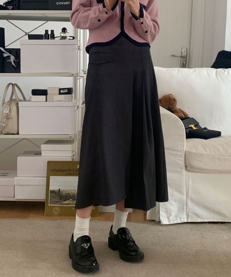 asymmetry design skirt/2color