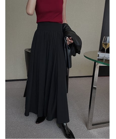 tuck flare maxi skirt/3color