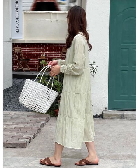wrinkle chiffon one-piece/3color