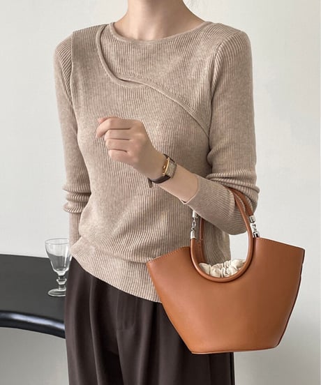 asymmetry rib knit/4color