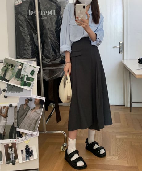asymmetry design skirt/2color