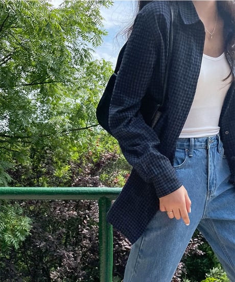 gingham check shirt/3color