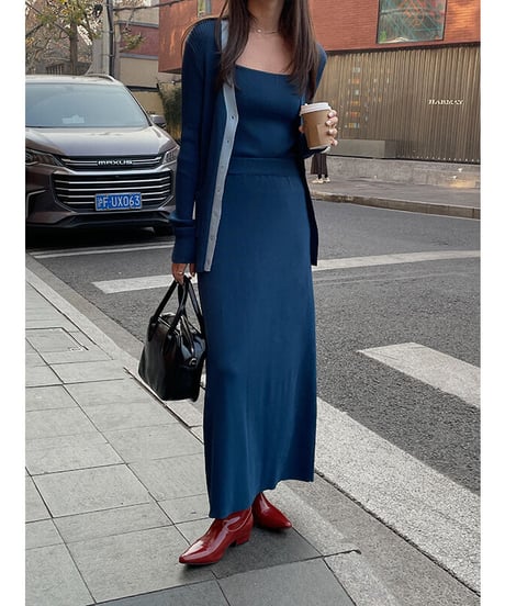 （Set up）semi flare long skirt/3color