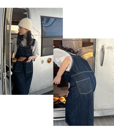 denim salopette skirt/4color