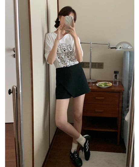 wrap design short pants/2color