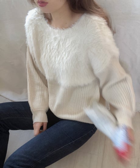 shaggy mix knit PO/3color