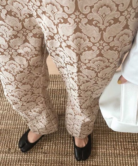 [ OUTLET]satin jacquard flare pants/2color