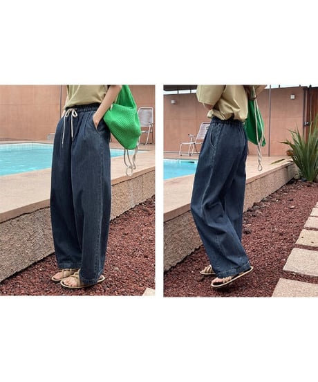 relax wide denim pants/2color