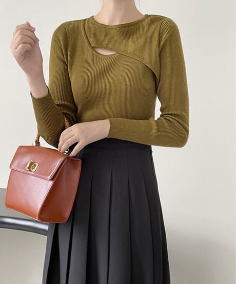 asymmetry rib knit/4color