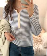 (抗ピーリング)henry neck border tops/2color(ネコポス)