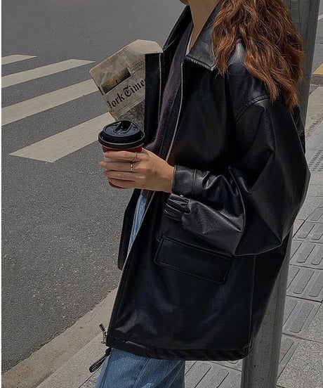 eco leather blouson/3color