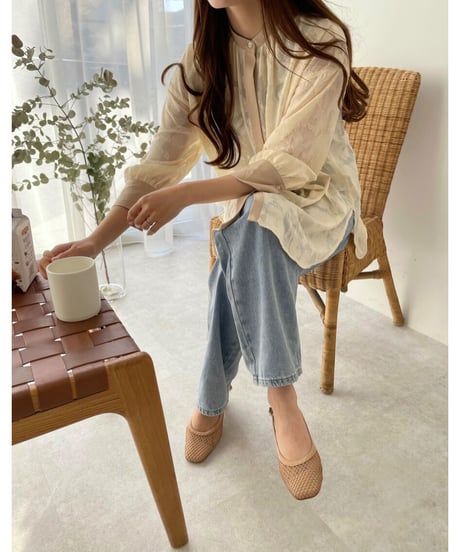 2way sheer jacquard shirt/2color