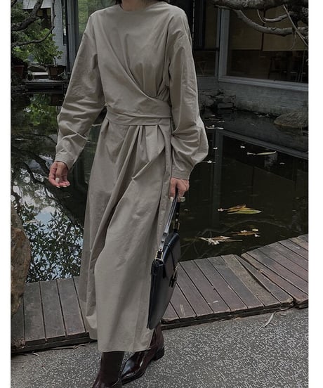 waist wrap long dress/3color