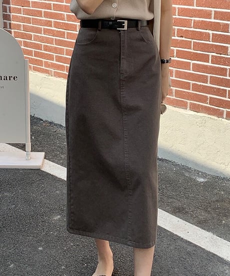 [OUTLET]A line color denim skirt/2color