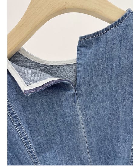 denim balloon sleeve tops
