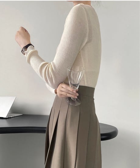asymmetry rib knit/4color