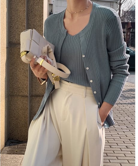 [OUTLET]rib ensemble like tops/2color