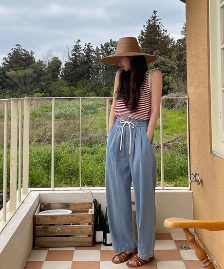 relax wide denim pants/2color