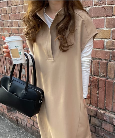 Key neck long dress/3color