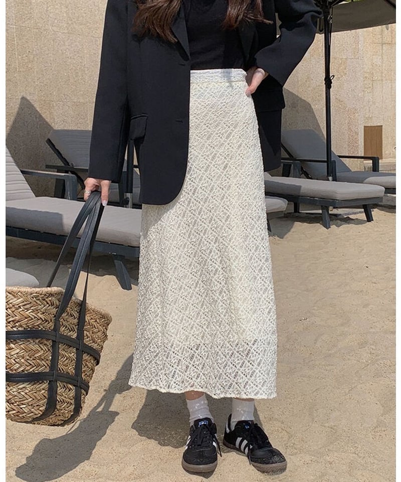 lace long skirt | as.style