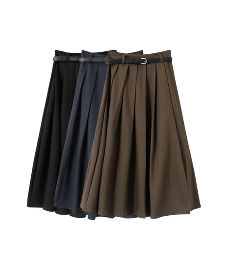 A line pleats long skirt/3color