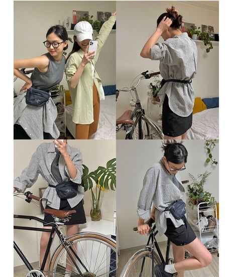 gingham check daily shirt/2color