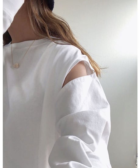 [OUTLET]3way sleeve slit Tee/2color