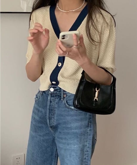 double color summer cardigan(half sleeve)/2color