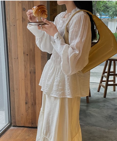 gather long cuffs blouse/3color