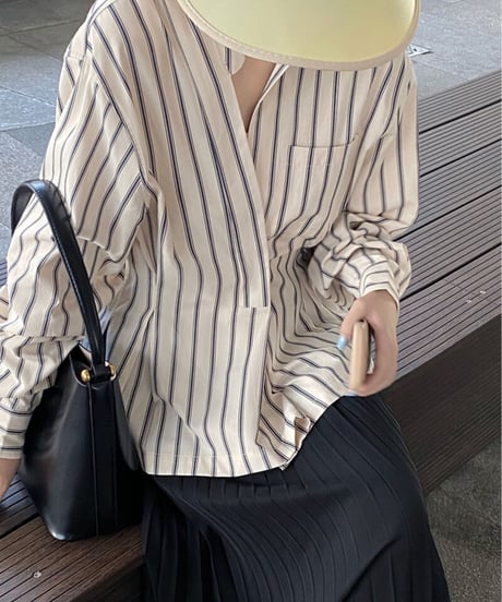 waist shape stripe shirt