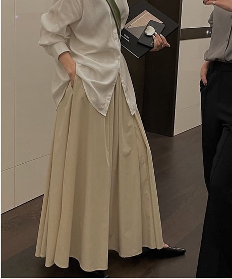 tuck flare maxi skirt/3color