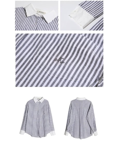 bi-color stripe shirt/2color