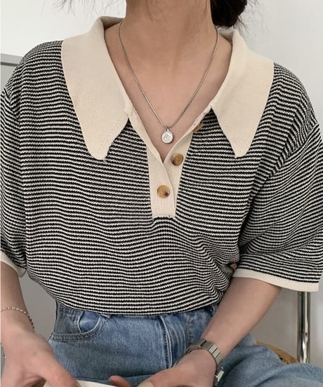 border polo summer knit/3color