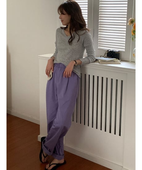 V neck knit long-T/4color(ネコポス)