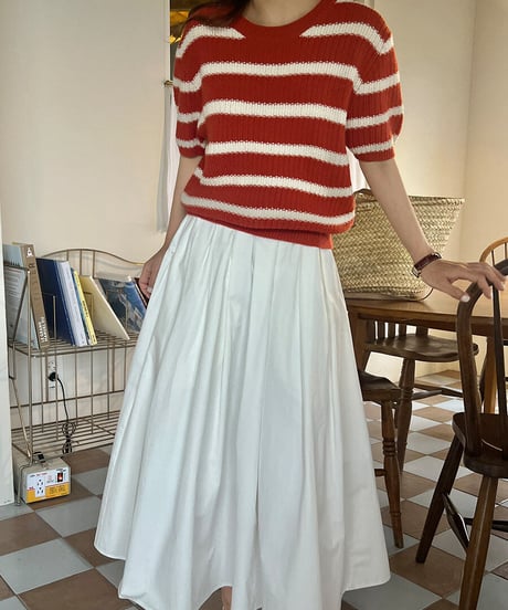 wool blend border knit tee/2color(ネコポス)